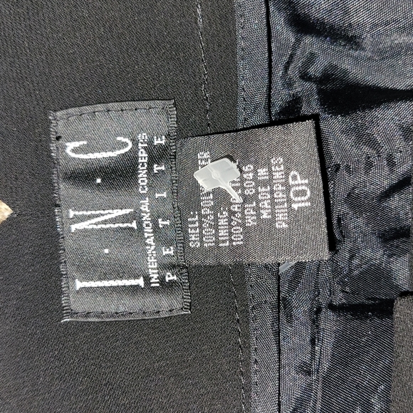 I N C PETITE SZ 10 P BLACK BEAUTIFUL SLACKS NEW WITHOUT TAGS W/ SILVER HARDWARE - Picture 4 of 7